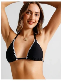 Chloe & Lola Rosie Crochet Bikini Top in Black/Ecru