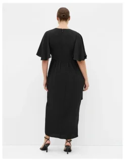 City Chic Braelynn Drape Maxi Dress in Black