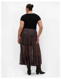 City Chic Lacey Maxi Skirt in Espresso