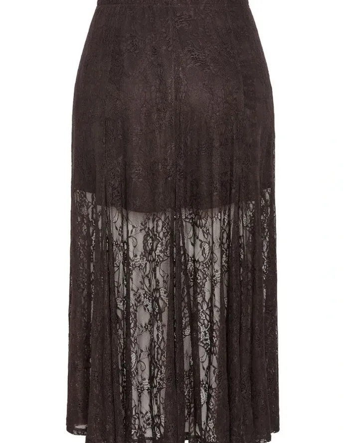 City Chic Lacey Maxi Skirt in Espresso