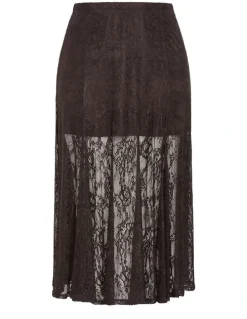 City Chic Lacey Maxi Skirt in Espresso