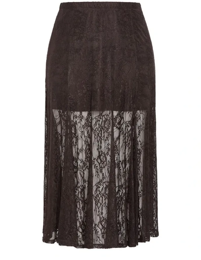 City Chic Lacey Maxi Skirt in Espresso