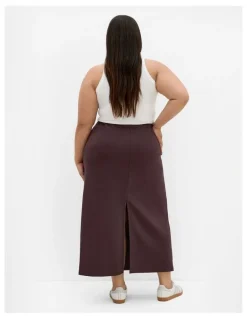 City Chic Mae Midi Skirt in Espresso