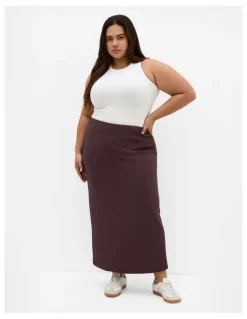 City Chic Mae Midi Skirt in Espresso