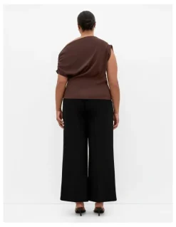 City Chic Plus Size Imani Off Shoulder Top in chocolate