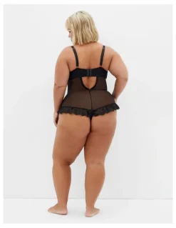 City Chic Plus Size Viva Ouvert Bodysuit in black