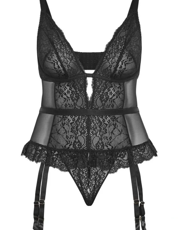 City Chic Plus Size Viva Ouvert Bodysuit in black