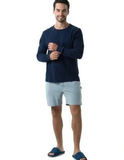 Coast Clothing Co Long Sleeve Waffle Top in Navy