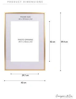 Cooper & Co A2 Matt to A3 Photo Frame in Gold
