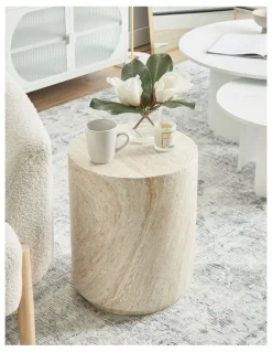 Cooper & Co Astrid Side Table 46cm in Travertine