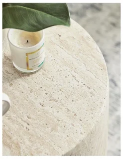 Cooper & Co Astrid Side Table 46cm in Travertine