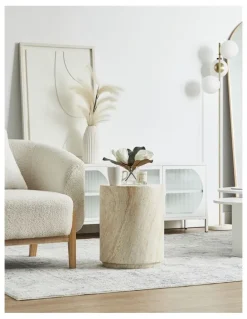 Cooper & Co Astrid Side Table 46cm in Travertine