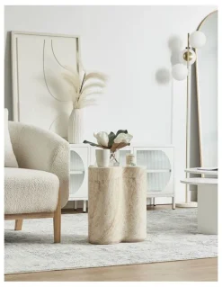 Cooper & Co Poppy Side Table 37cm in Travertine