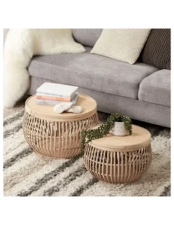 Cooper & Co Sara Bamboo Coffee Tables Set of 2 in Natural