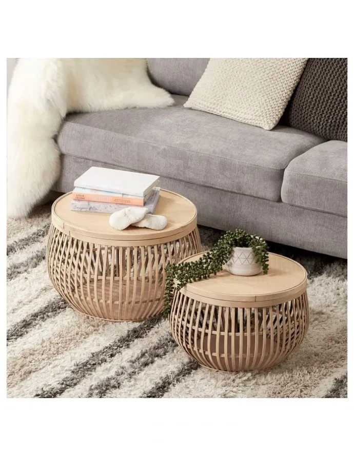 Cooper & Co Sara Bamboo Coffee Tables Set of 2 in Natural