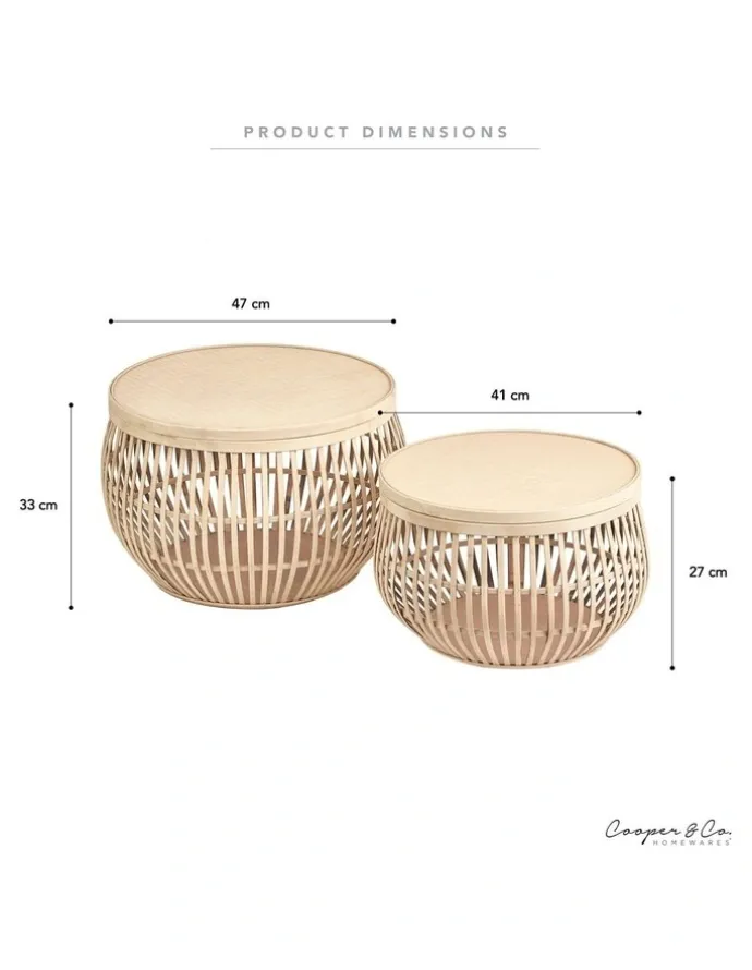 Cooper & Co Sara Bamboo Coffee Tables Set of 2 in Natural
