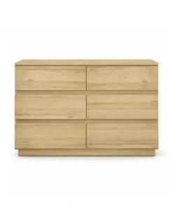 Cosmopolitan Living 6 Chest of Drawers Lowboy Dresser Storage Cabinet Bedroom Oak - Foil-laminated Particleboard & MDF
