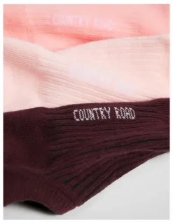 Country Road Australian Cotton Rib No-show Sock Pack Of 3 in Strawberry