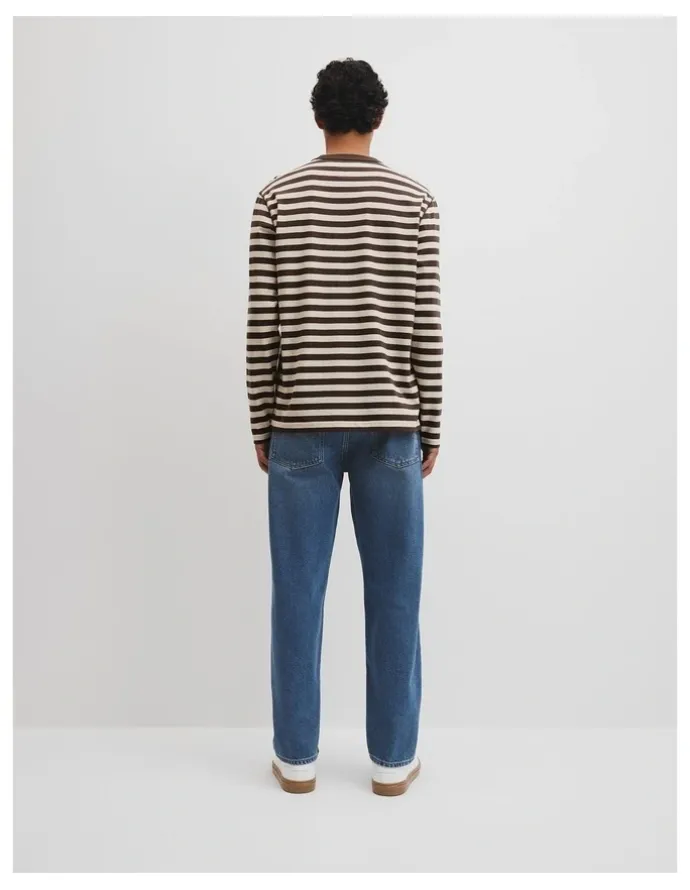 Country Road Australian Cotton Long Sleeve Stripe T-shirt in Coffee