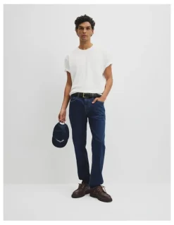 Country Road Australian Cotton Straight Leg Jean in Mid Blue Denim