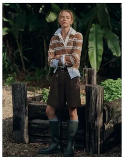 Country Road Australian Cotton Stripe Rugby Polo Sweat in Light Mocha Stripe