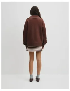 Country Road Australian Cotton Funnel Neck Sweat in Ember Marle