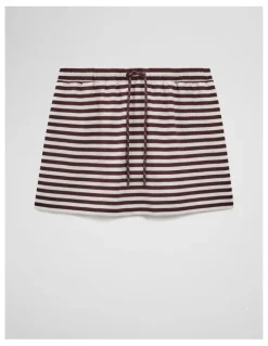 Country Road Australian Cotton Blend Stripe Jersey Skirt in Umber Stripe