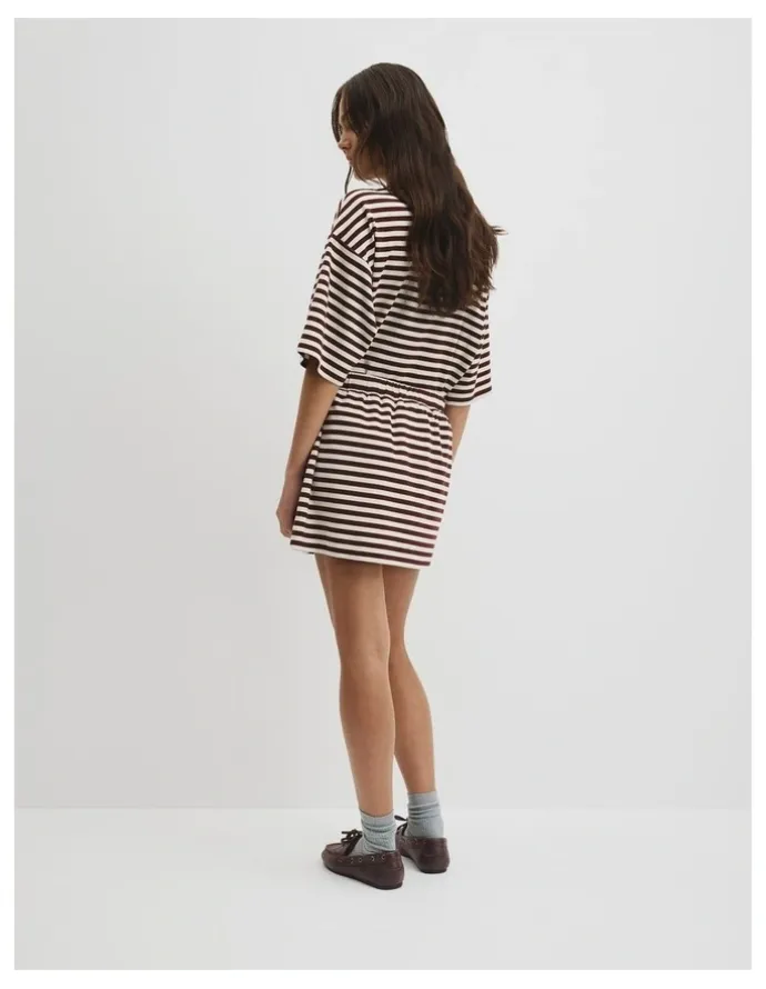Country Road Australian Cotton Blend Stripe Jersey Skirt in Umber Stripe