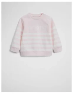 Country Road Australian Cotton Relaxed Heritage Sweat in Ballet Pink Stripe