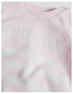 Country Road Australian Cotton Relaxed Heritage Sweat in Ballet Pink Stripe