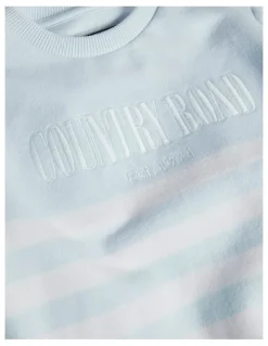 Country Road Australian Cotton Relaxed Heritage Sweat in Pale Blue Stripe