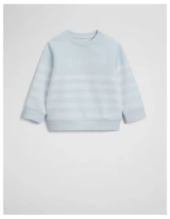 Country Road Australian Cotton Relaxed Heritage Sweat in Pale Blue Stripe