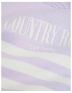 Country Road Australian Cotton Relaxed Heritage Sweat Top in Lilac Stripe