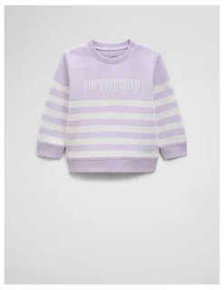 Country Road Australian Cotton Relaxed Heritage Sweat Top in Lilac Stripe