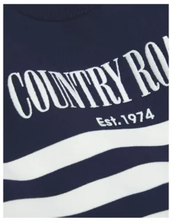 Country Road Australian Cotton Relaxed Heritage Sweat Top in Navy Stripe