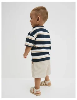 Country Road Australian Cotton Oversized Stripe Short Sleeve T-shirt in Navy Honey Strp