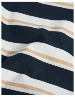 Country Road Australian Cotton Oversized Stripe Short Sleeve T-shirt in Navy Honey Strp
