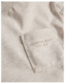 Country Road Australian Cotton Relaxed Short Sleeve Pocket T-shirt in Pebble Marle