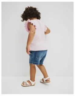 Country Road Australian Cotton Blend Short Sleeve Stripe Rib T-shirt in Cloud Pink Stripe