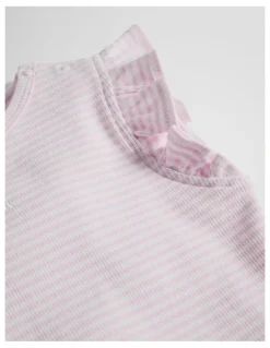 Country Road Australian Cotton Blend Short Sleeve Stripe Rib T-shirt in Cloud Pink Stripe