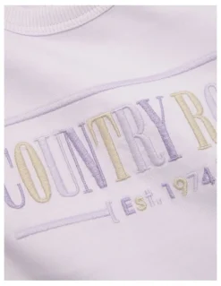 Country Road Australian Cotton Long Sleeve Heritage T-Shirt in Lilac Multi