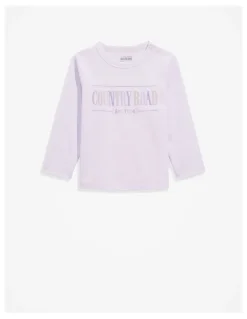 Country Road Australian Cotton Long Sleeve Heritage T-Shirt in Lilac Multi