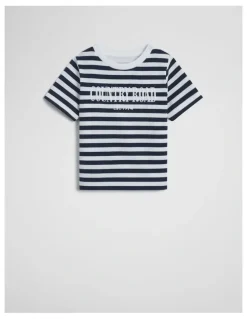 Country Road Australian Cotton Short Sleeve Heritage Tee in Navy Stripe