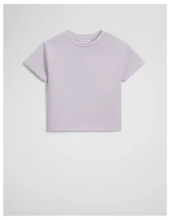Country Road Australian Cotton Short Sleeve Boxy T-shirt in Lavender Fog