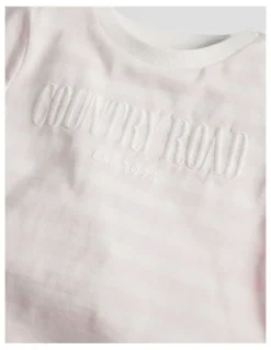 Country Road Australian Cotton Short Sleeve Heritage Tee in Ballet Pink Stripe