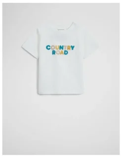Country Road Australian Cotton Short Sleeve Boucle Tee in Marshmallow