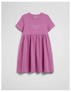 Country Road Australian Cotton Blend Short Sleeve Rib Dress in Mauve
