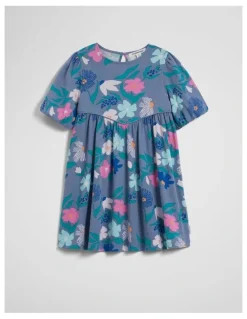 Country Road Australian Cotton Short Sleeve Print Jersey Dress in Dark Floral Print
