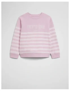 Country Road Australian Cotton Relaxed Heritage Sweat in Cloud Pink Stripe