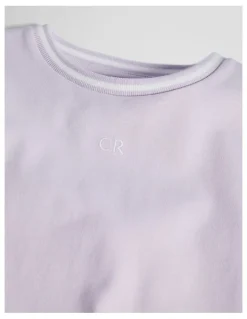 Country Road Australian Cotton Short Sleeve Crop Boxy T-shirt in Lavender Fog